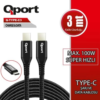 Qport Q-Type-C3 3M Type-C 100W Süper Hızlı Pd Şarj Ve Data Kablosu - Görsel 2