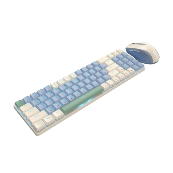Redragon Bs-8772Cb Wireless Keyboard And Mouse – Cream/Blue Us Layout - Görsel 2