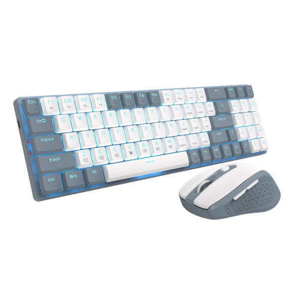 Redragon Bs-8772Gw Wireless Keyboard And Mouse – Gray/White Us Layout - Görsel 2