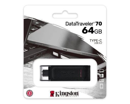 Usb Bellek Kingston 64Gb Usb-C 3.2 Gen1 Dt70/64Gb