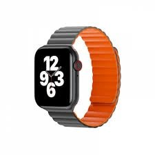 Wıwu Magnetıc Sılıcone Watch Band 42/44/45/49Mm Gray+Orange KKTC