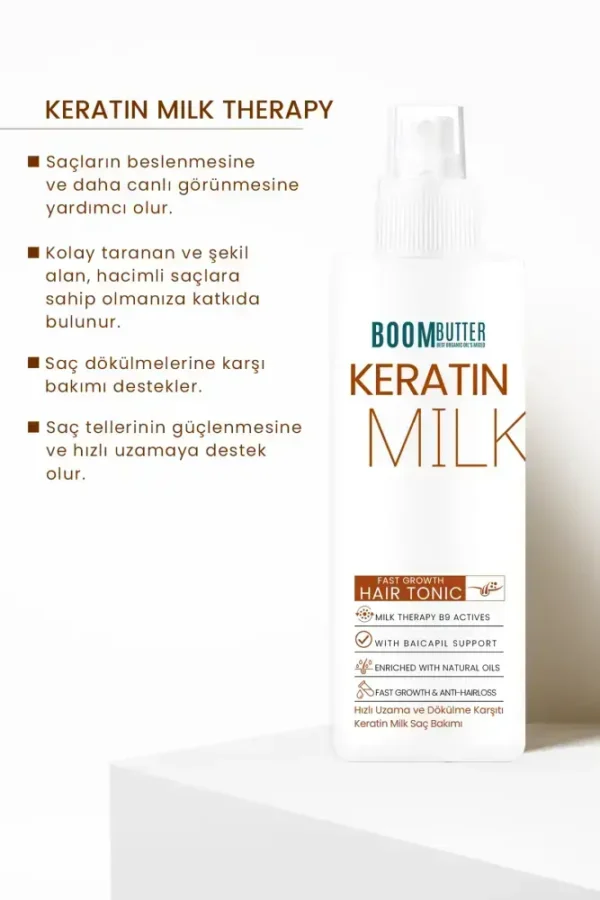 Boom Butter Keratin Milk (Sütü) Hizli Uzama Dökülme Karşiti Saç Spreyi 150Ml - Görsel 4