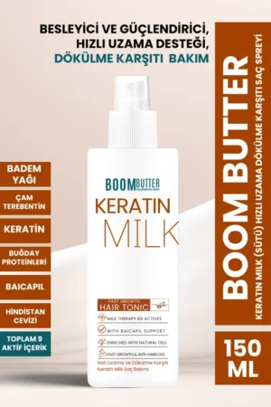 BOOM BUTTER Keratin Milk (Sütü) HIZLI UZAMA DÖKÜLME KARŞITI Saç Spreyi 150ML