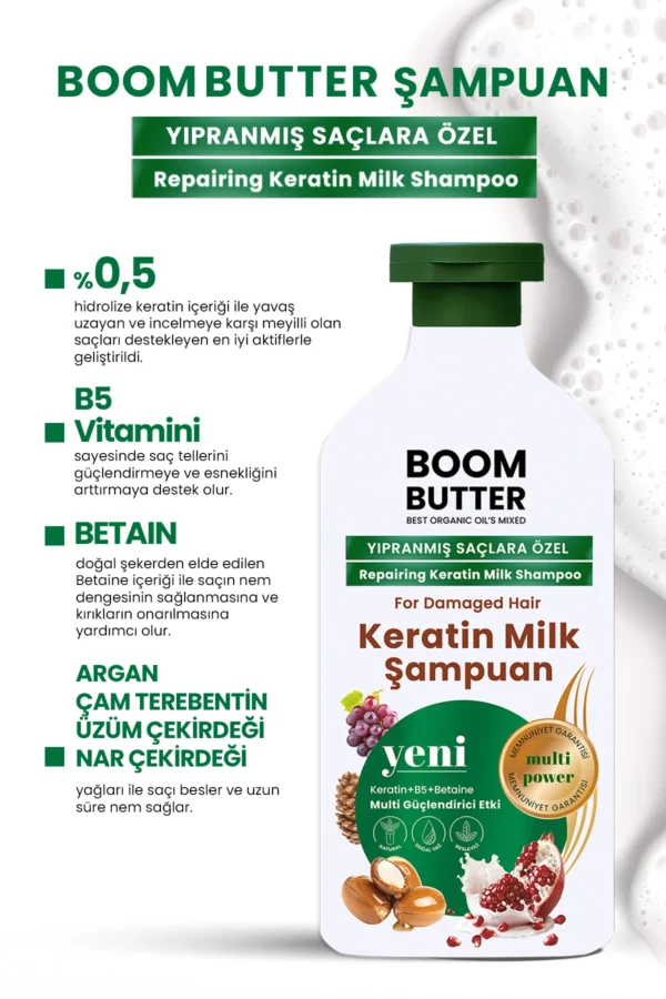 Boom Butter Keratin Süt Şampuanı 400 Ml - Görsel 3