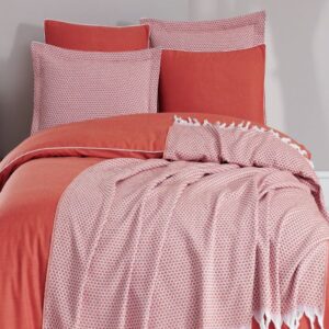 200x220 Luxart Root Biyeli Nevresim Takımı Terracotta