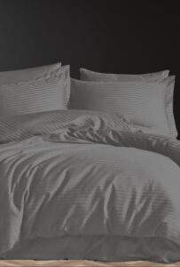 200X220 Luxart Saten Nevresim Takımı Ravenna Grıs