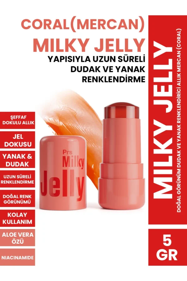 Procsin Milky Jelly Doğal Görünüm Dudak Ve Yanak Renklendirici Allık Mercan 5 Gr - Görsel 1