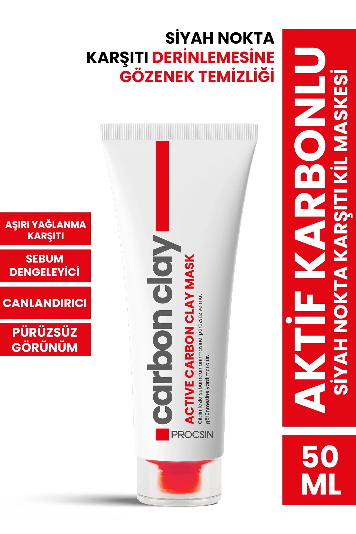 PROCSIN Aktif Karbonlu Siyah Nokta Karşıtı Kil Maskesi 50 ML