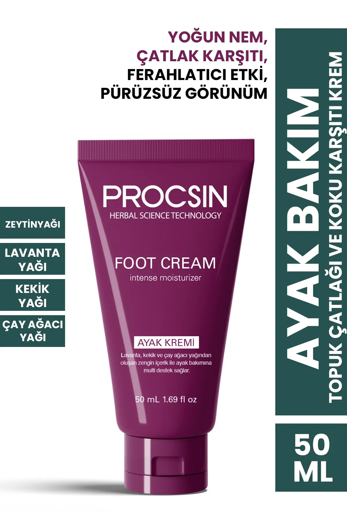 PROCSIN Çatlak Topuk ve Koku Önleyici Ayak Bakım Kremi 50 ml