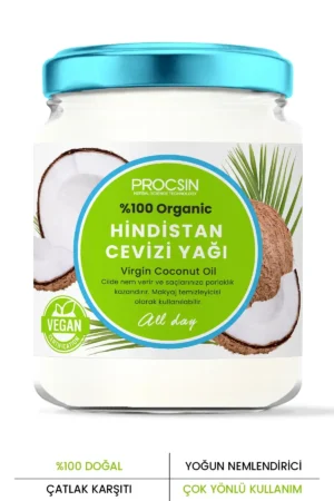 PROCSIN Doğal Nemlendirme %100 Doğal Hindistan Cevizi Yağı (Yüz, Vücut, Saç) 190 ML