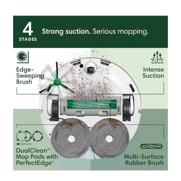 Roomba N185240 505 Combo+ Torbasız Robot Süpürge - Yer Silme Aparatı, Beyaz - Görsel 4