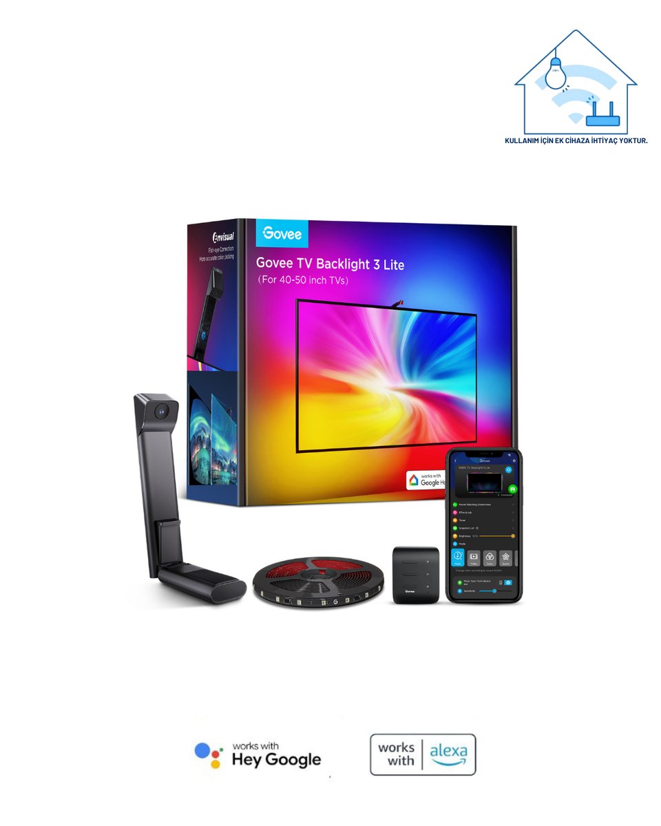 Govee Envisual T3 Lite Tv Arkası Led Şerit Renk Ambiyans Aydınlatma H6