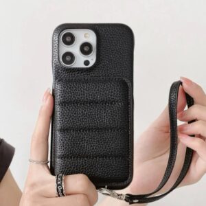 Siyah Deri Tasarım Cüzdanlı Iphone 15 Kılıf - Diğer