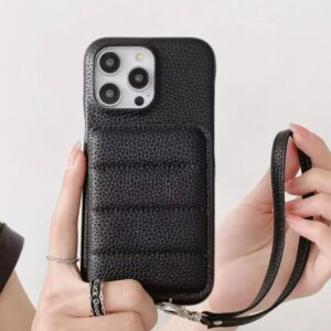 Siyah Deri Tasarım Cüzdanlı Iphone 15 Promax Kılıf - Diğer