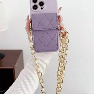 Lila Renk Baklava Desen Çantalı Iphone 15 Promax Kılıf - Diğer