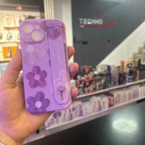 Lila Çiçekli Lens Korumalı Iphone 15 Kılıf - Diğer