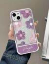 Mor Şeffaf Çiçek Tasarım Standlı Iphone 15 Promax Kılıf - Diğer