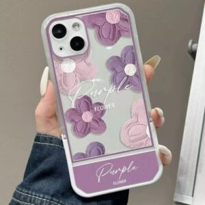 Mor Şeffaf Çiçek Tasarım Standlı Iphone 15 Promax Kılıf - Diğer