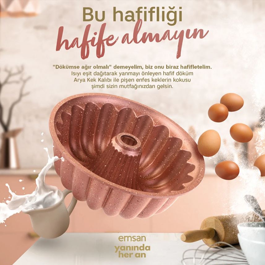 1000001790001 Emsan Arya Kek Kalıbı, Rose Gold - Görsel 1
