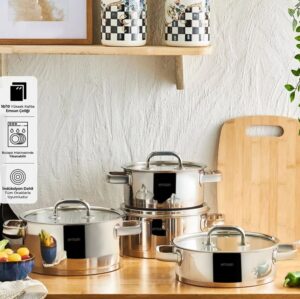 Emsan Mımosa 8 Prç Çelik Tencere Seti