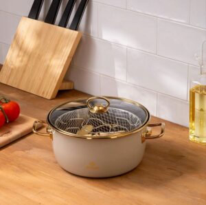 Emsan Retro Emaye Kızartma Tenceres, Bej