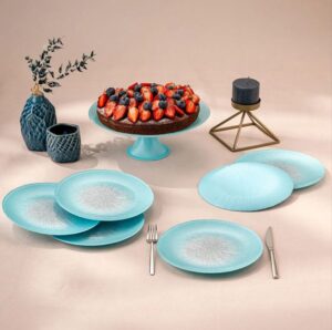 Emsan Pastel 7 Parça Cam Pasta/tatlı Seti Mavi