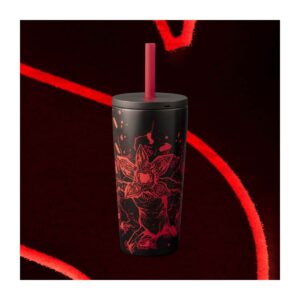 BIALETTI BIALE39 Stranger Things Işıldayan Efekt ve Pipetli Bardak, 600ml