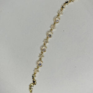 Çelik Ay ve Yıldız Figürlü Taşlı Gold Bileklik – Parlak Paslanmaz Kadın Takı, Kararma Yapmaz Zarif Model - GildoraAccessories