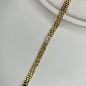 Çelik Baget Taşlı Gold Bilezik – Parlak Paslanmaz Kadın Takı, Kararma Yapmaz Zarif Model - GildoraAccessories