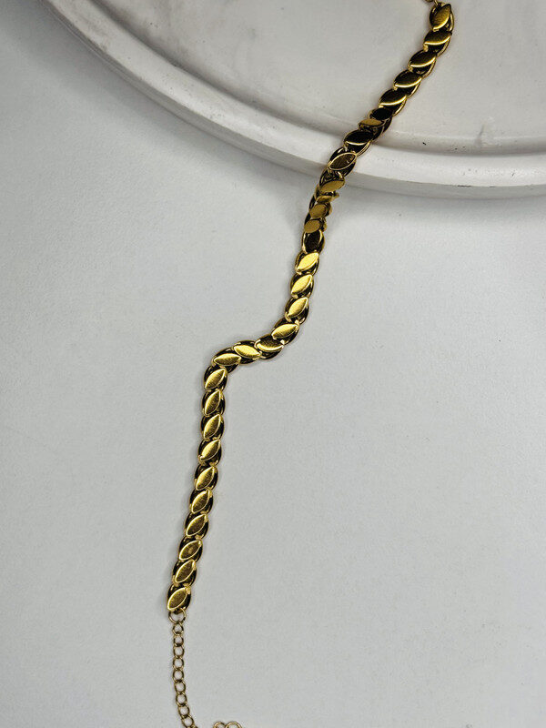 Çelik Harnıp Çekirdeği Gold Bileklik – Parlak Paslanmaz Kadın Zincir Modeli, Kararma Yapmaz - GildoraAccessories