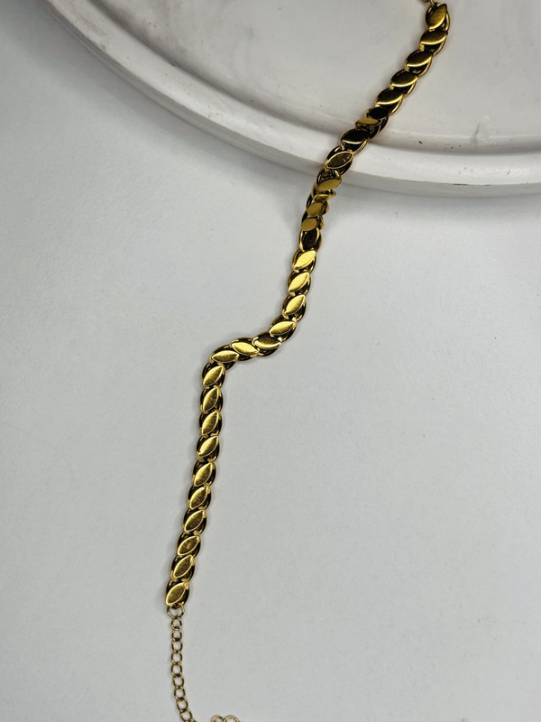 Img-0253 Çelik Harnıp Çekirdeği Gold Bileklik – Parlak Paslanmaz Kadın Zincir Modeli, Kararma Yapmaz - Görsel 1