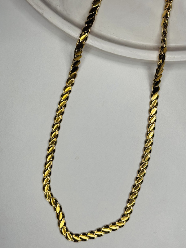 Img-0255 Çelik Harnıp Çekirdeği Gold Kolye – Parlak Paslanmaz Altın Renk Zincir, Kadın Zarif Takı Modeli - Görsel 1