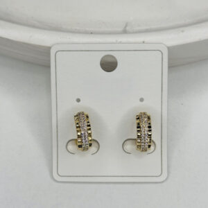 Çelik Taşlı Gold Halka Küpe – Parlak Zirkon Taş Sıralı Paslanmaz Kadın Küpe, Kararma Yapmaz - GildoraAccessories