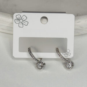 Çelik Taşlı damla Silver Küpe – Zarif Parlak Taş Detaylı Paslanmaz Kadın Küpe, Kararma Yapmaz - GildoraAccessories