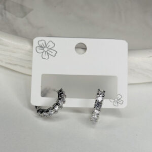 Çelik Taşlı Halka Silver Küpe – Parlak Zirkon Detaylı Paslanmaz Kadın Küpe, Kararma Yapmaz - GildoraAccessories