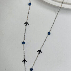 Çelik Nazar Boncuklu Kuş Figürlü Silver Kolye – Paslanmaz Kadın Kolye, Kararma Yapmaz Şans Takısı - GildoraAccessories