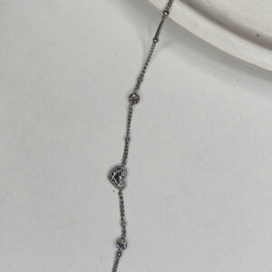 Çelik Kalpli Taş Detaylı Silver Bileklik – Paslanmaz Kadın Takı, Kararma Yapmaz Zarif Model - GildoraAccessories