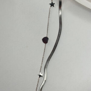 Çelik Yıldız ve Kalp Detaylı Çift Zincirli Silver Bileklik – Paslanmaz Kadın Takı, Kararma Yapmaz Zarif Model - GildoraAccessories