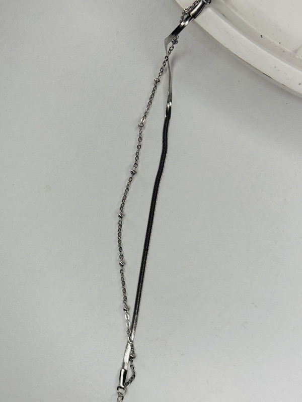 Img-0317 Çelik Çift Zincirli Silver Bileklik – Parlak Paslanmaz Kadın Takı, Kararma Yapmaz Modern Model - Görsel 1