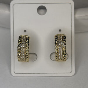 Gold Taşlı Çelik Halka Küpe | Parlak Zirkon Detaylı Suya Dayanıklı Kadın Küpe - GildoraAccessories