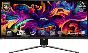Monitör Msi 34" Mag 341Cqp Curved Qd-Oled 0.03Ms 175Hz Uwqhd