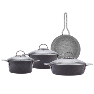 Ems Nostalji 7 Parça Granit İndüksuyon Uyumlu Siyah