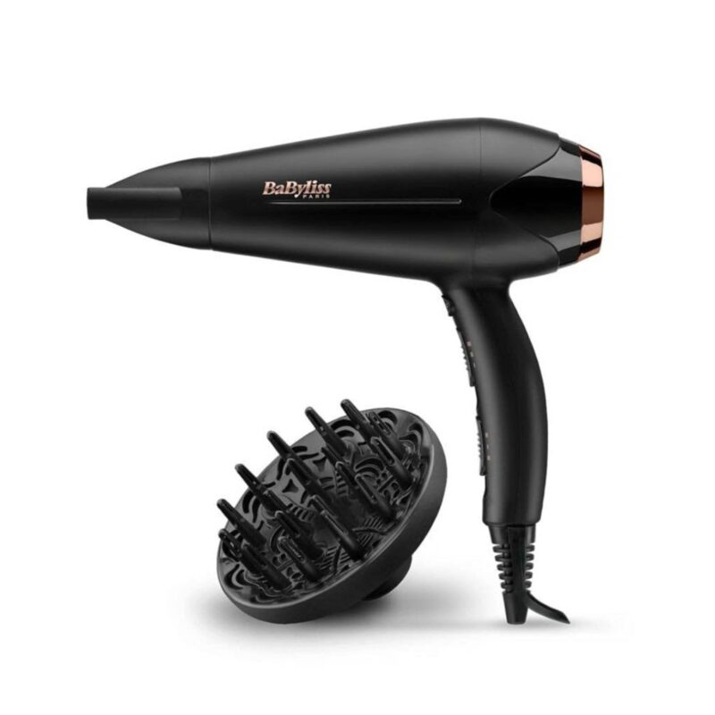 BABYLISS D570DE Turbo Parlaklık Saç Kurutma Makinesi, Siyah/Pembe Altın