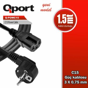 Kablo Qport Q-Powc15 1.5M C15 Power Guc Kablosu