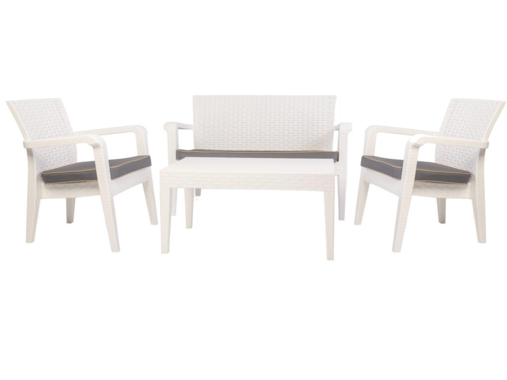 Alaska İkili Beyaz Set, Minderli, 2+1+1+S - Delta