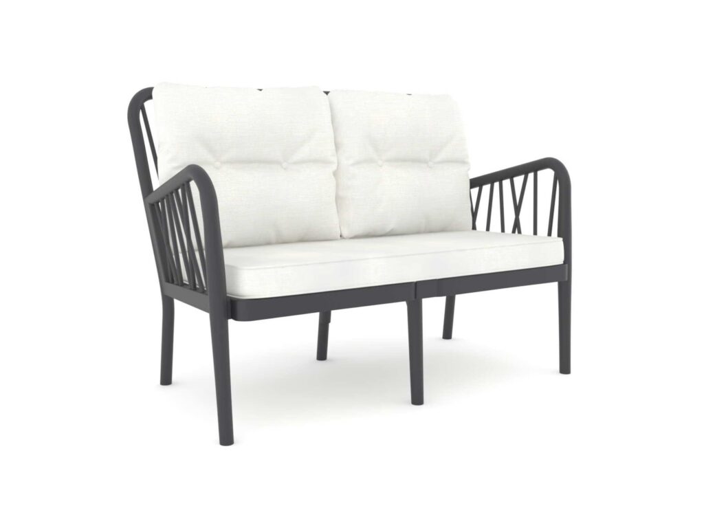 Gala Rainbow Beyaz Minderli İkili Koltuk Antrasit - Rainbow