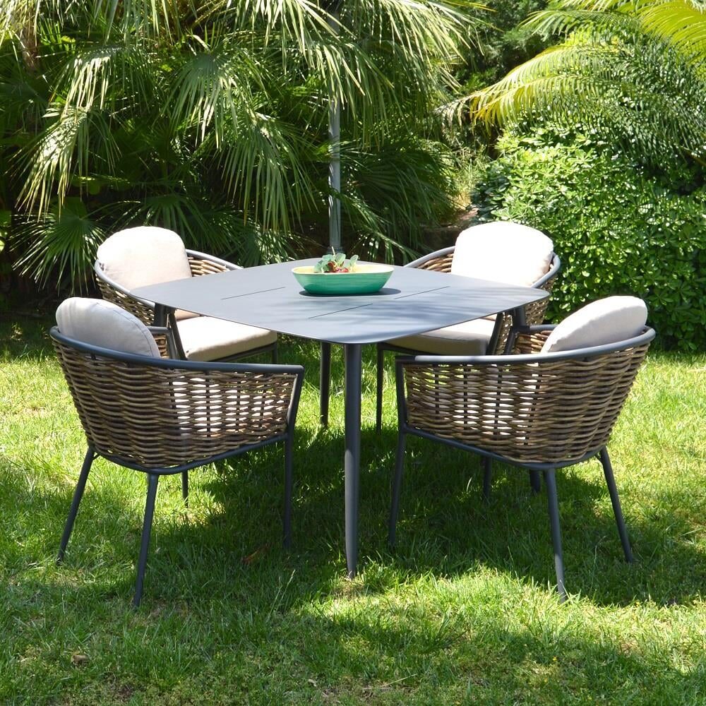 Havanna Dörtlü Dinning Alüminyum + Örgülü Set - Garden Times