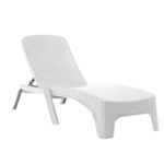 Roma Plastik Rattan Şezlong Beyaz