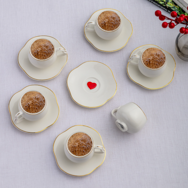 Emsan Kalpten Kalbe 6 Kişilik Kahve Fincan Takımı