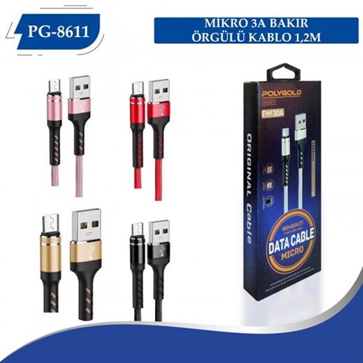 Pg-8611 Mi̇cro Usb Şarj Data Kablosu-Polygold KKTC